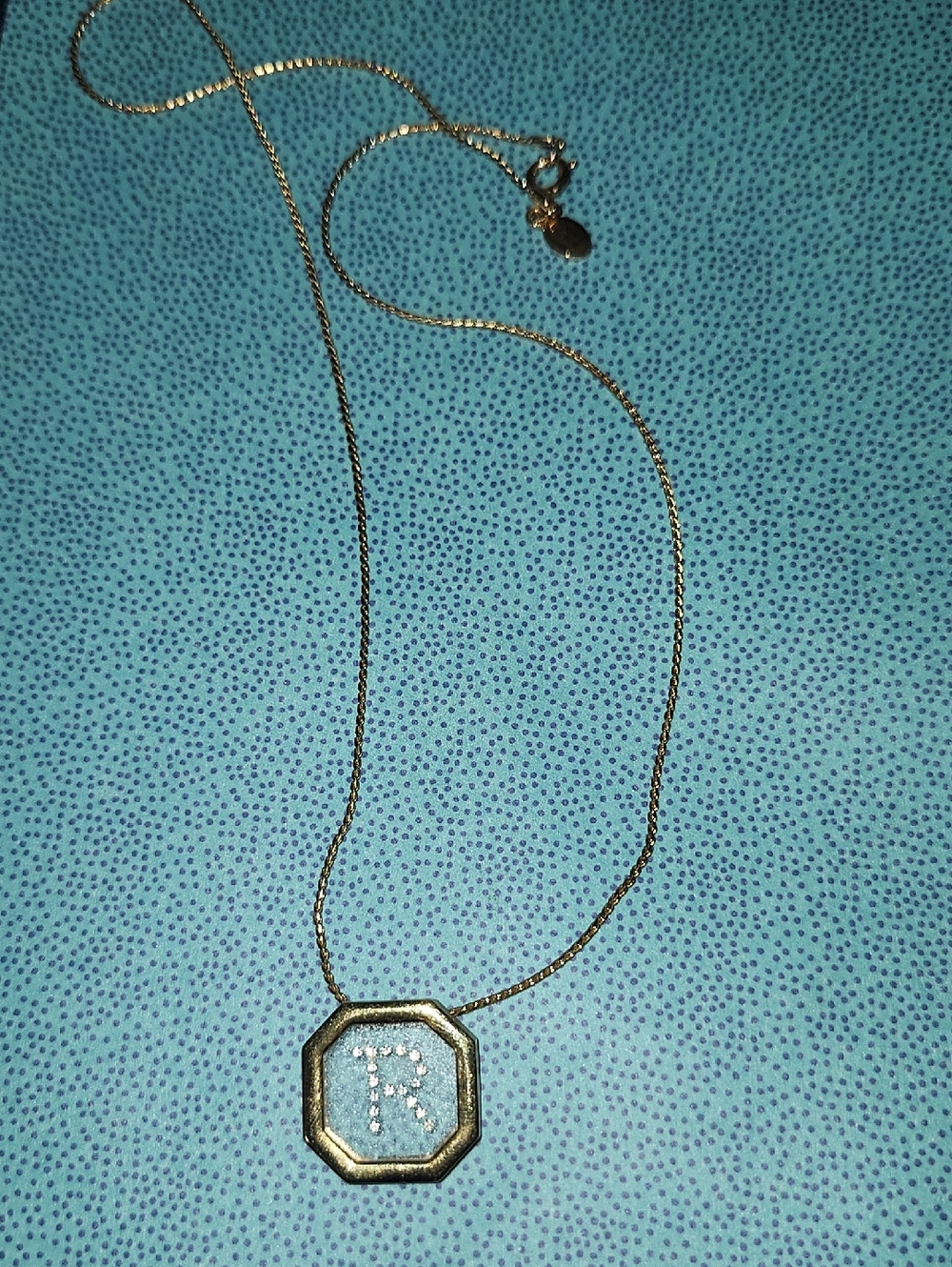 Gold Octagon Initial "R" Pendant Necklace By Avon